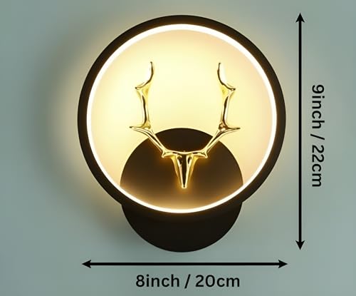 Image of Modern LED Wall Lamp | Round Deer Horn Design | Artistic Metal Accent Lighting for Bedroom, Living Room & Hallway | 3 Color Modes - Warm White, Natural White & Cool White | Pack of 2