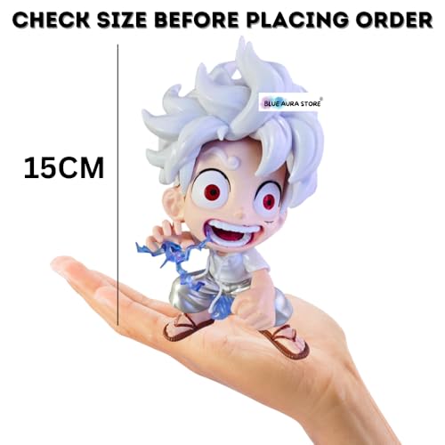 Image of Blue Aura Monkey D Luffy Gear 5 Action Figure Height -15cm Heavy Figure Multicolour PVC | Luffy AI Version
