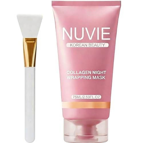NO BALD Nuvie Collagen Mask YURI Collagen Night Wrapping Mask Easy Peel Off Facial Mask Skin Care night mask Hydrating Face Mask is the Ideal Gifts for Women and Teen Girls!2.54 fl.oz (1 pcs)