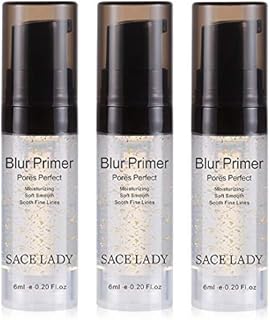 3Pcs Face Makeup Primer Set, Big Pores Minimizer Perfect Cover, Matte Blur Pore Eraser Filler, Smooth Fine Lines Wrikles, Makeup Base Foundation Primer Gold Foil Infused (6ml/0.2Fl Oz,Pack of 3)