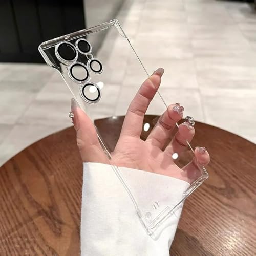 Samsung�p Galaxy S25 S24 Ultra S23 S22�p�������b�L�t���[�����X�P�[�X ���^�����J���������Y�ی�ϏՌ��J�o�[ �N���A S24Plus�p