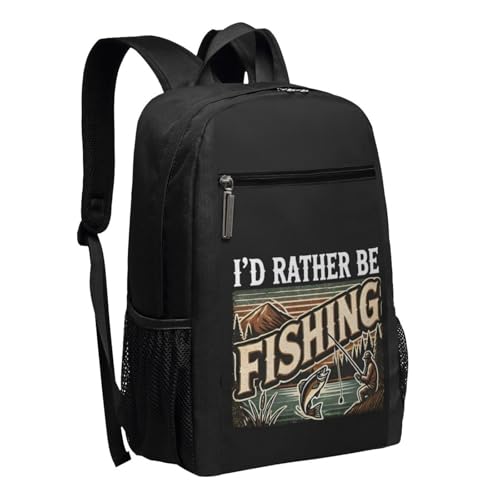 I'D Rather Be Fishing Backpack 17 Inch For Travel Laptops Backpack2