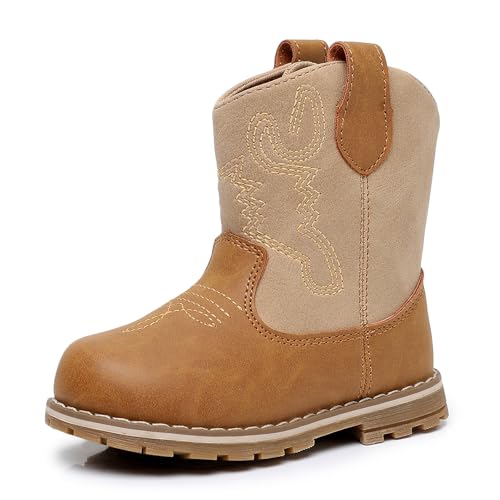 Apakowa Baby & Toddler Cowboy Boots for Boys Girls Infant Baby Cowboy Cowgirl Western Boots Round Toe All Seasons 6-36 Months (Infant/Toddler)