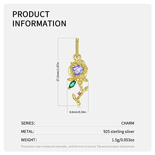 Zqa June Birthstone Charm For Bracelet 925 Sterling Silver Gold Alexandrite Stone Heart Beads Happy Birthday Charms For Women Mother Birthday Christmas Gifts, Rose #TOP3