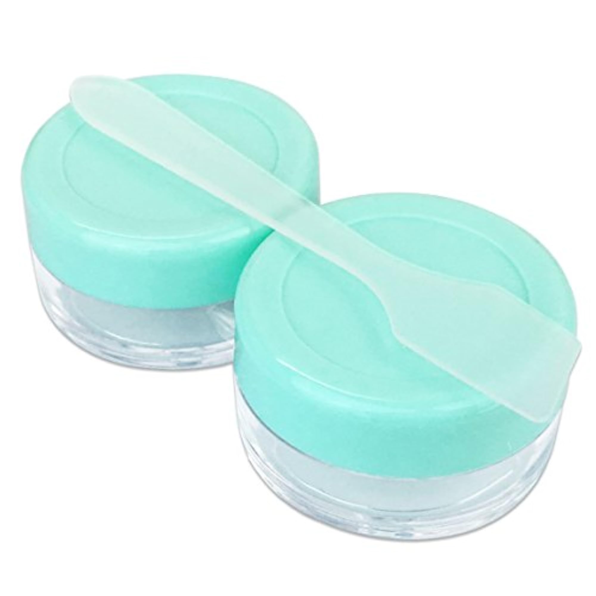 Beauticom Light Teal Green Clear Plastic Makeup Jars