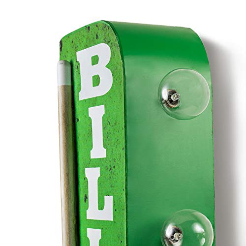Billiards Pool Hall Reproduction Vintage Advertising Sign - Battery Powered Led Lights - Double Sided Metal Marquee Display - 25 X 6 X 4 Inches #TOP3