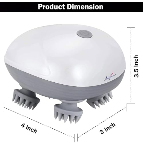 Image of Signamio Electric Head Massager for Scalp with 360-Degree Rotating Heads, 96 Silicon Kneading Points for Scalp Massage, 3 Modes for Relaxation, Portable Head Massager for Home and Travel
