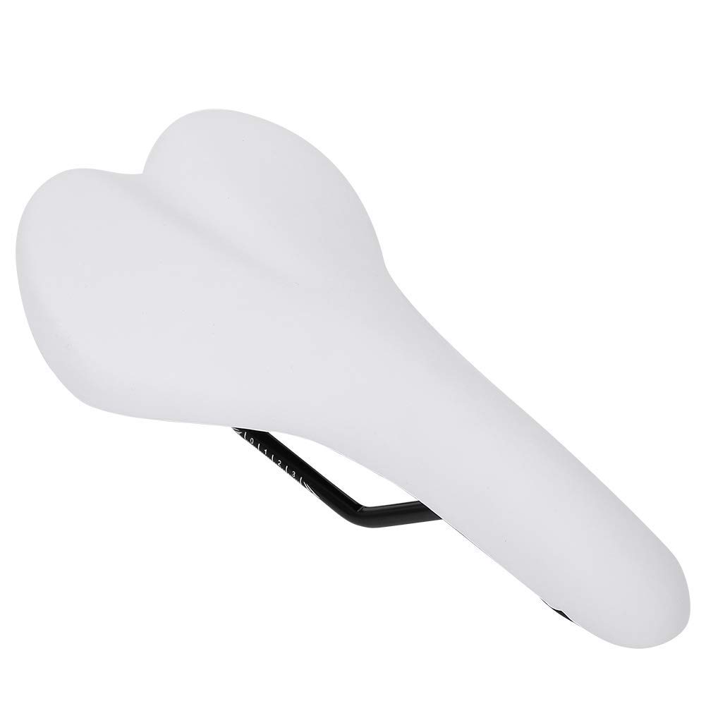 Breathable Bicycle Saddle, Universal Bike Saddle Seat PU Leather Shockproof Cycling Comfort Cushion Waterproof Bicycle Seat Pad for Mountain Road Bikes (White)
