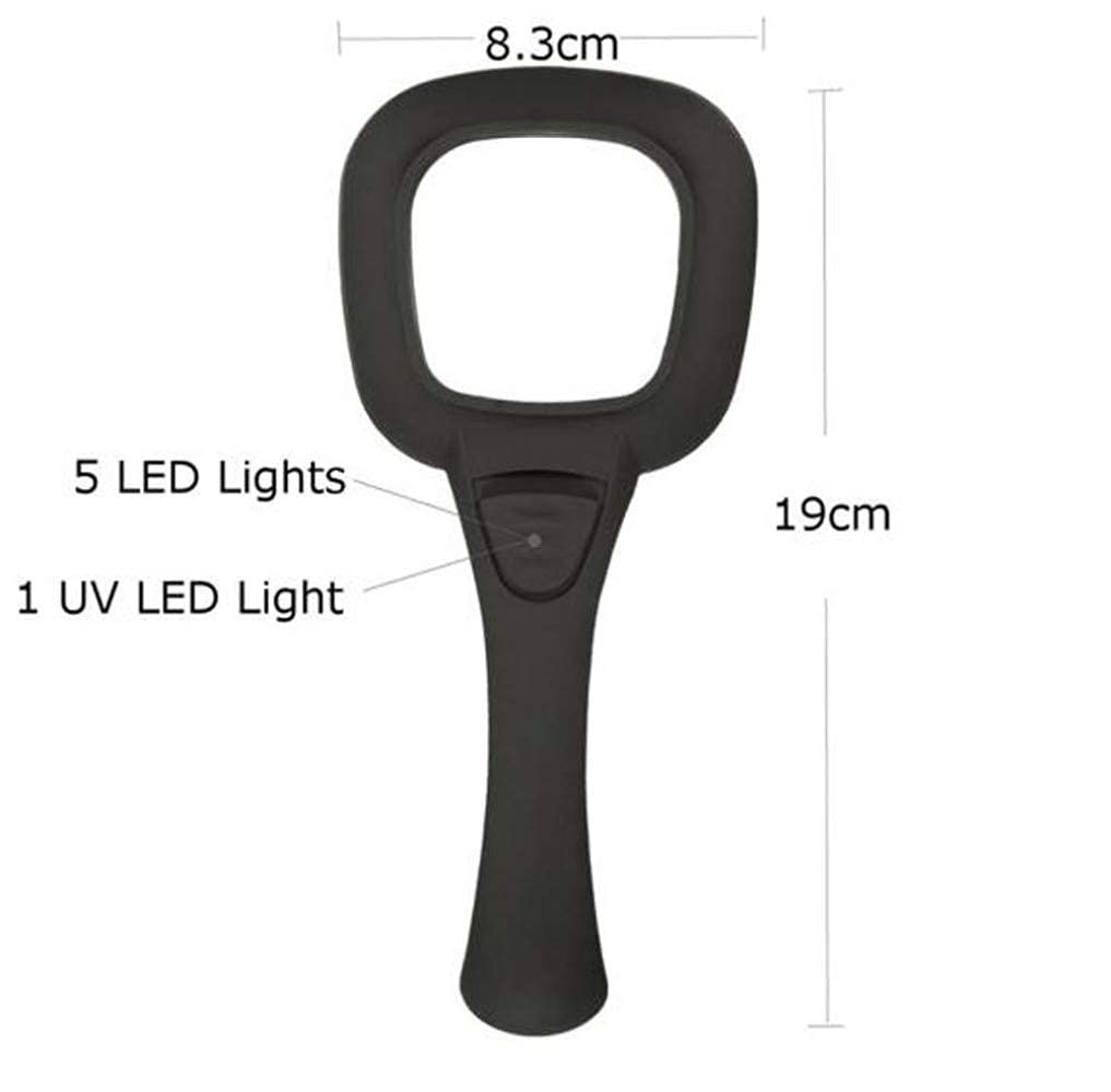 Lupa de Mano con luz LED, Lupa de Mano con iluminación LED, 3 aumentos, la Mejor Lupa con Luces para Personas Mayores, Lectura, Pasatiempos, Manualidades, Oficina, mapas, Joyas, me