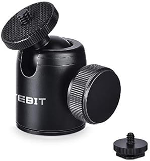 UTEBIT Camera Ball Head, 360° Swivel Tripod Ballhead Mount, 24mm Mini Aluminum Alloy Tripod Ball Head, Maximum Load 5kg/11lbs, with Removable 1/4" Hot Shoe, for DSLR Monopod Light Stand Monitor