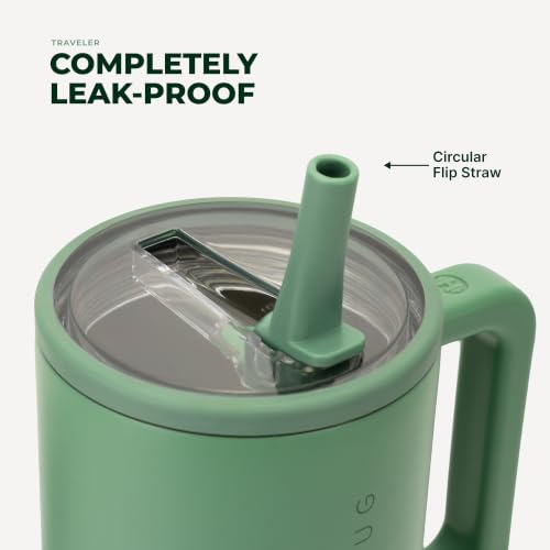 Image of HydroJug Traveler 32oz, Insulated Tumbler with Handle & Straw, Sage