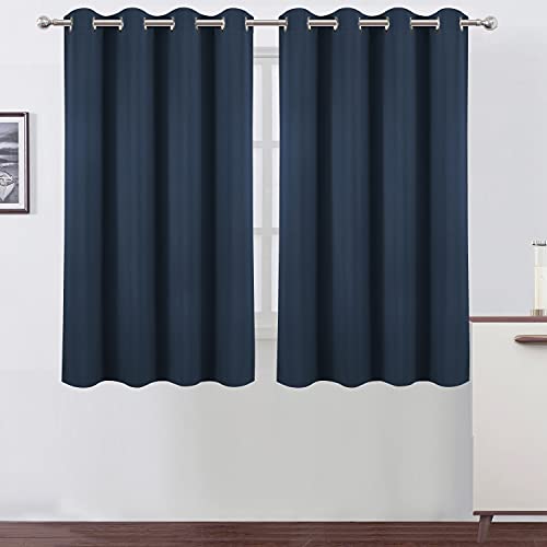 Image of LEMOMO Navy Blue Blackout Curtains /52 x 45 Inch /Set of 2 Panels Room Darkening Short Curtains