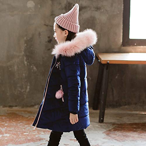 Evelin LEE Kids Girls Faux Fur Collar Hooded Velvet Puffer Jacket Winter Warm Zip Up Outwear Coat4