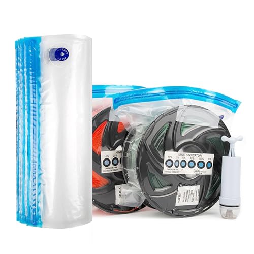 YOOPAI Filament Storage Bag Vacuum Kit-20Pack Cleaning Drying Sealed Bags for 3D Printer Filament with Desiccants/Humidity Indicator Cards/Hand Pump (