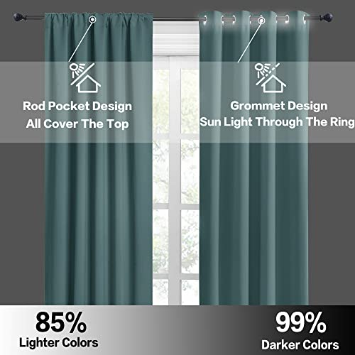 RYB HOME Kitchen Curtains Room Darkening Privacy Small Window Curtains for Bedroom Bathroom Basement RV Camper Cafe, Wide 29 inches x Long 30 inches, Teal Blue, 2 Panels