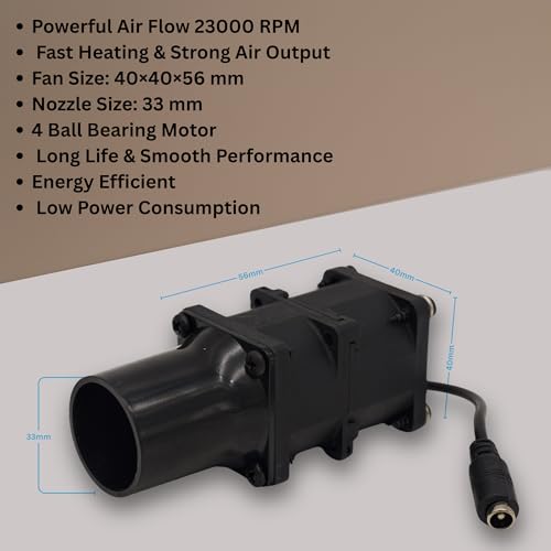 Image of High Speed BBQ Air Blower Fan, 23000 RPM, 4V-12V Adjustable Speed Controller, 4 Ball Bearing DC Motor, for BBQ Grill, Tandoor, Coal Bhatti, Angithi, Sigdi & Wood Stove, 24W