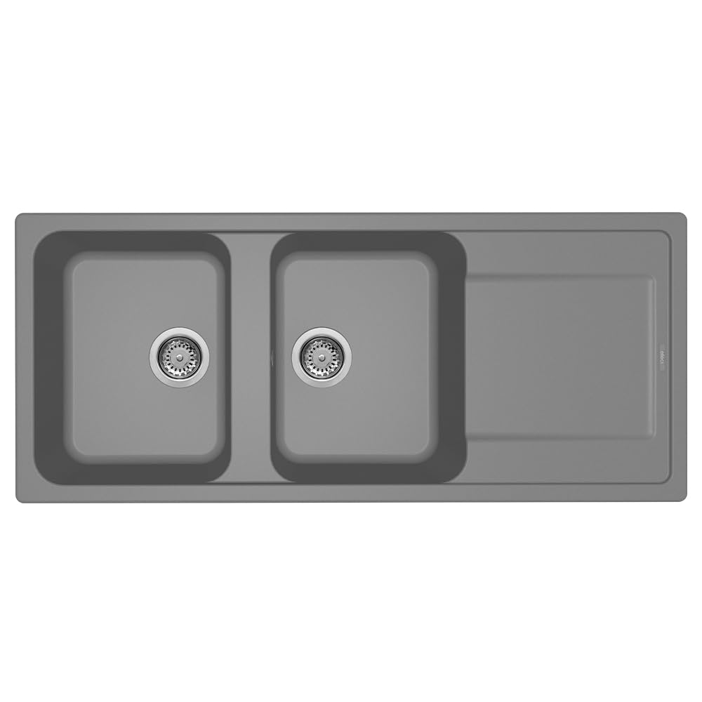 Elleci Lavello Incasso Life 500 2 Vasche con gocciolatoio 116×50 Grigio Titanium Granitek LM250073
