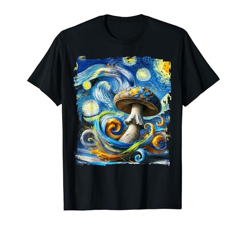 Mushroom Van Gogh StyleStarry Night Camiseta