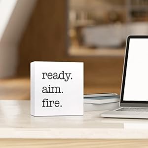 Ready Aim Fire Wooden Block Sign Desk Decor,Funny Bathroom Quotes Wood Plaque Sign Desk Decorations for Farmhouse Home Office Toilet Restroom Bathroom Wash Laundry Shelf Table Decor Ready Aim Fire Wooden Block Sign Desk DecorFunny Bathroom Quotes Wood Plaque Sign Desk Decorations for Farmhouse Home Office Toilet Restroom Bathroom Wash Laundry Shelf Table Decor