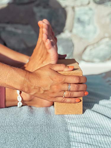 OCEAN BREEZE Yogablok van kurk, ecologisch duurzaam yogablok van 100% natuurkurk, antislip, veganistisch, milieuvriendelijk voor pilates, beginners en gevorderden kurkblok met handleiding (mogelijk niet beschikbaar in het Nederlands). - Image 5