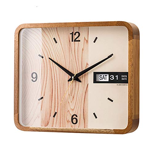 Fehun Wall Clocks,Battery Operated Non Ticking Calendial Date Display Bedroom Modern Square Wall Decorative Silent Living Room Decor #TOP17