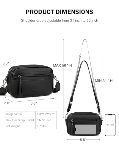 MASINTOR Crossbody Purses for Women Vegan Leather, Travel Purse Shoulder Handbag with Adjustable Strap and Tassel4