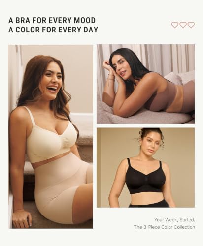 Image of FeelinGirl Bras for Women Wireless Bralettes No Underwire Unlined Seamless Everyday Bras 3-Pack