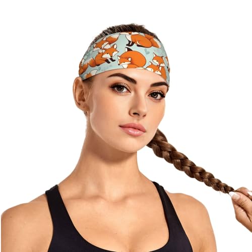 Elastic Sports Headband Hairband YYHWHJDE Cartoon Little Foxes Pattern Spandex, Soft, Breathable, Quick-Dry3