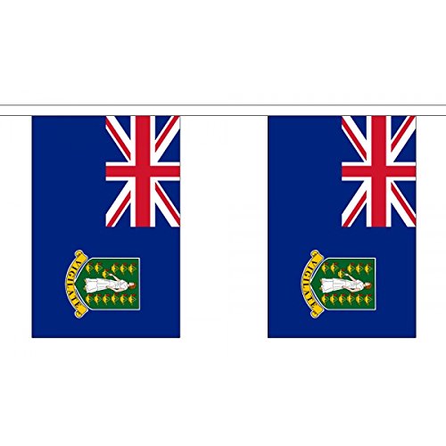 Image of 3 Metres 10 (9" x 6") Flag BVI British Virgin Islands 100% Polyester Material Bunting Ideal Party Decoration For Street House Pubs Clubs Schools