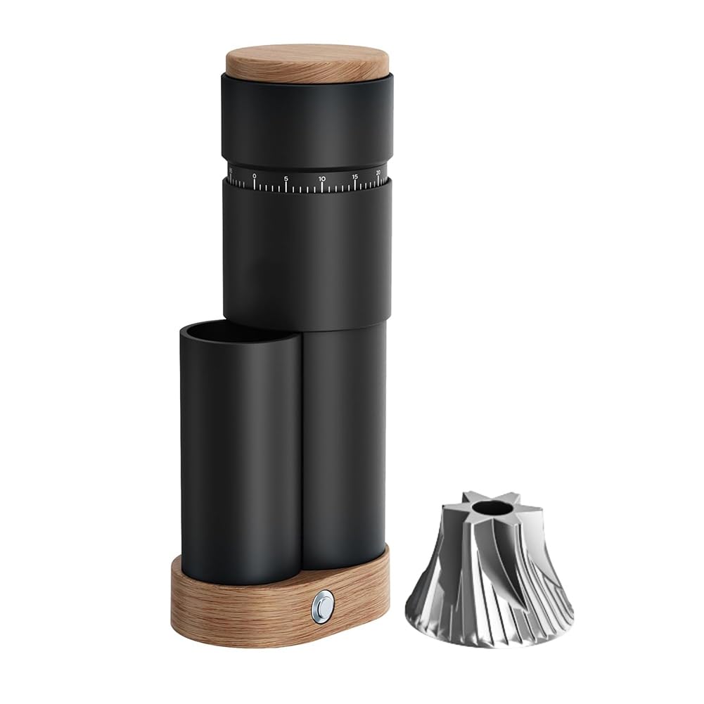 Molinillo de Café con Muelas Cónicas, Molinillo Eléctrico Portátil, Molinillo de Espresso con Ajustes de Molienda Continuos.
