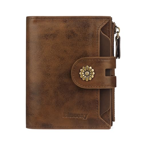 Image of Wallet Women,RFID Blocking Womens Wallet,Leather Bifold Compact Small Wallet for Women Card Holder with Zip Coin Pocket(browncoffee)