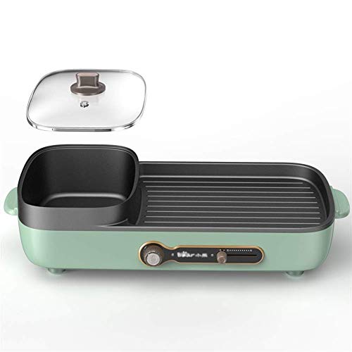 2 in 1 elektrischer Grill Indoor Hot Pot Multifunktionaler Indoor Teppanyaki Grill/Shabu Shabu Pot mit Trennwand - Separate Doppeltemperatur,