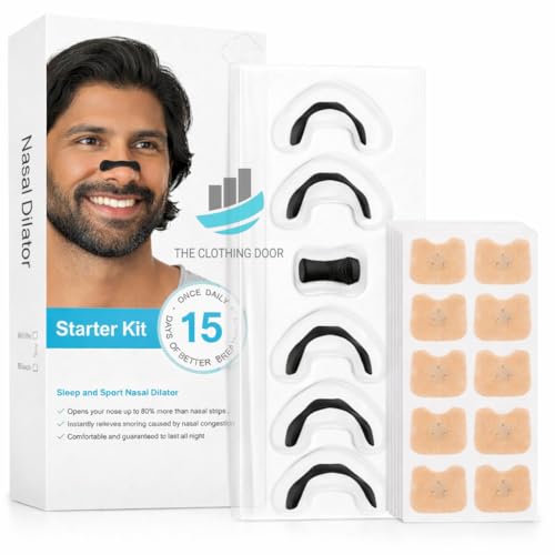 Image of Magnetic Nasal Strips for Breathing - Anti Snoring Nose Clip & Nasal Dilator for Men & Women Skin Safe Sleep Aid Snore Stopper Device 15 Magnetic Stickers + 5 Reusable Nose Clips Set