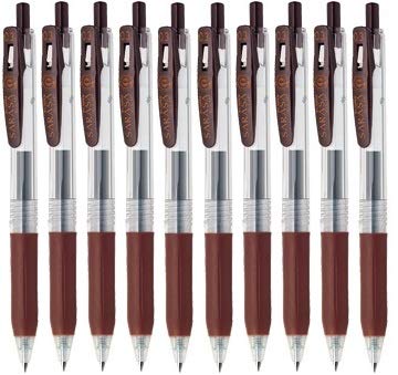 Zebra Sarasa Clip 0.3 Retractable Gel Ink Pen, Rubber Grip, 0.3Mm, Brown Ink, Value Set Of 10 #TOP24