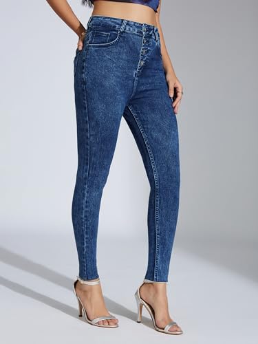 Image of Miss Chase Women's Skinny Fit High Rise Regular Length Denim Stretchable Jeans