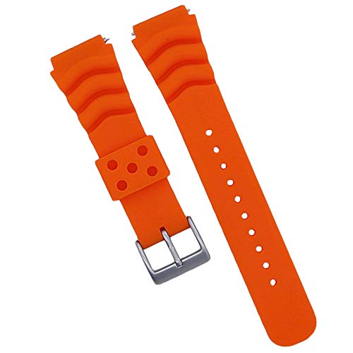 MOD 18mm Watch Band - Orange - Quick Release - Soft Silicone Replacement Watch Strap - Diver Style - for Men and Women