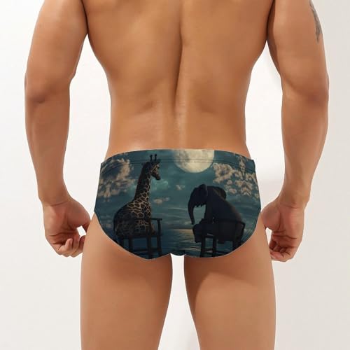 Giraffe Elephant Sea Moon Men's Swimsuit Bikini Briefs Swim Underwear Stretchy Swimwear3