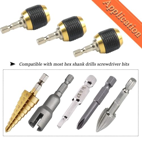 Image of Bennort Self-Locking Drill Bit Holder Quick Release 1 /4in Hex Shank Universal Drill Chuck Adapter, Screwdriver Drill Bit Extension Adapter for Handheld Drivers or Power Drill Tool [60mm Length]