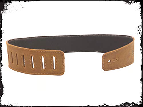 Anthology Gear Southwest Inspired Full Grain Leather Guitar Strap - For Electric, Acoustic, And Bass Guitars - El Camino (3" Width, Tobacco With Turquoise Fabric) #TOP5