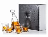 JoyJolt Atlas 5-Piece Luxury Crystal Whiskey Decanter Set, 22 oz Decanter & 4 x 10.8 oz Old Fashioned Whiskey Glasses