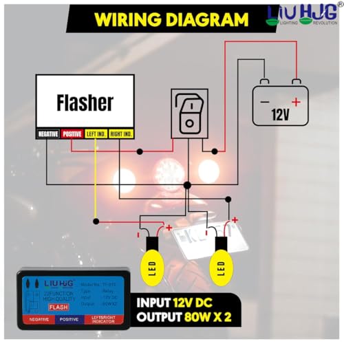 Image of LIU HJG Motorcycle Hazard Flasher - 22 Pattern Multi-Mode Relay for Rear, Front & Side Indicators, Compatible with LED & Bulb Lights, Universal Fit for All Bikes