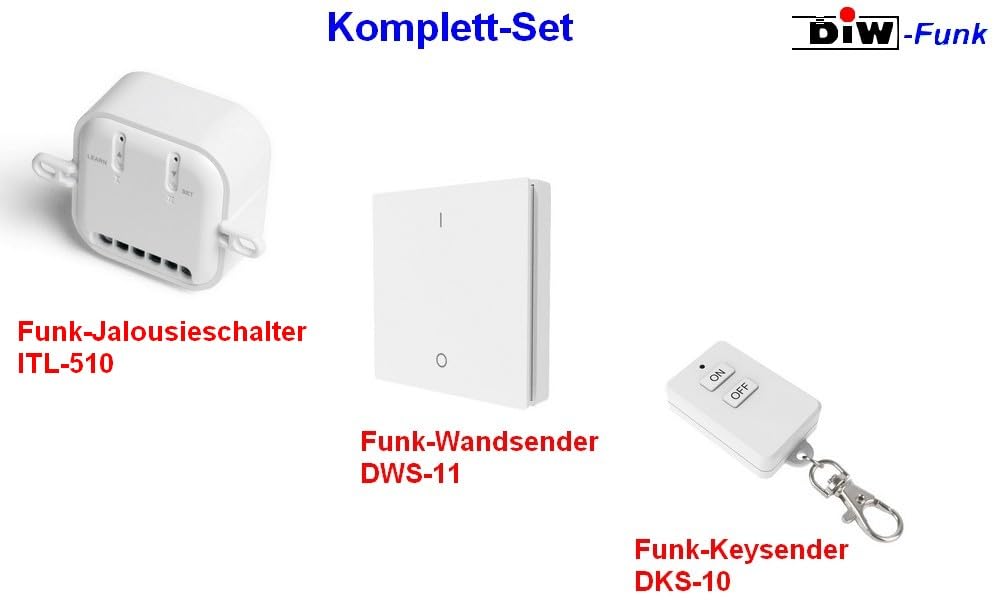 Intertechno ITL-510 Funk-Jalousieschalter mit Funk-Wandsender DWS-11 und Funk-Keysender DKS-10