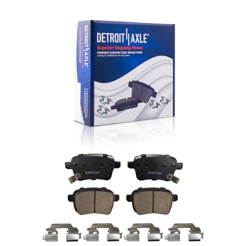 Image of Detroit Axle - Brake Pads for Fiat 2014-2020 500L Ceramic Brake Pads with Hardware 2015 2016 2017 2018 2019 Front and Rear Replacement