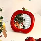 Seinyllu Cute Apple-Shaped Makeup Mirror for Desk Dresser, Small Mirror for Bedroom,Living Room Decor Home Decorations