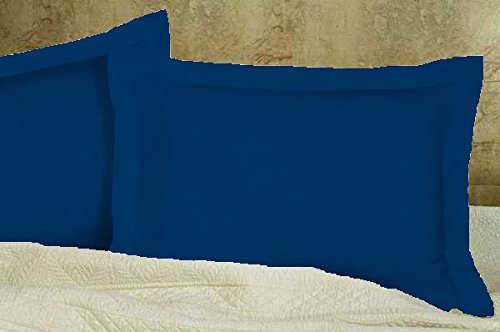 2 pares de fundas de almohada Oxford de algodón egipcio macizo de 600 hilos, 50 x 90 cm, color azul