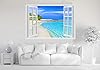 Adesivi Murali Finestra - Paesaggi Vari Mare e Oceano - WALL STICKERS 3D parete muro (70x100 cm, Spiaggia Caraibi - N05) #1
