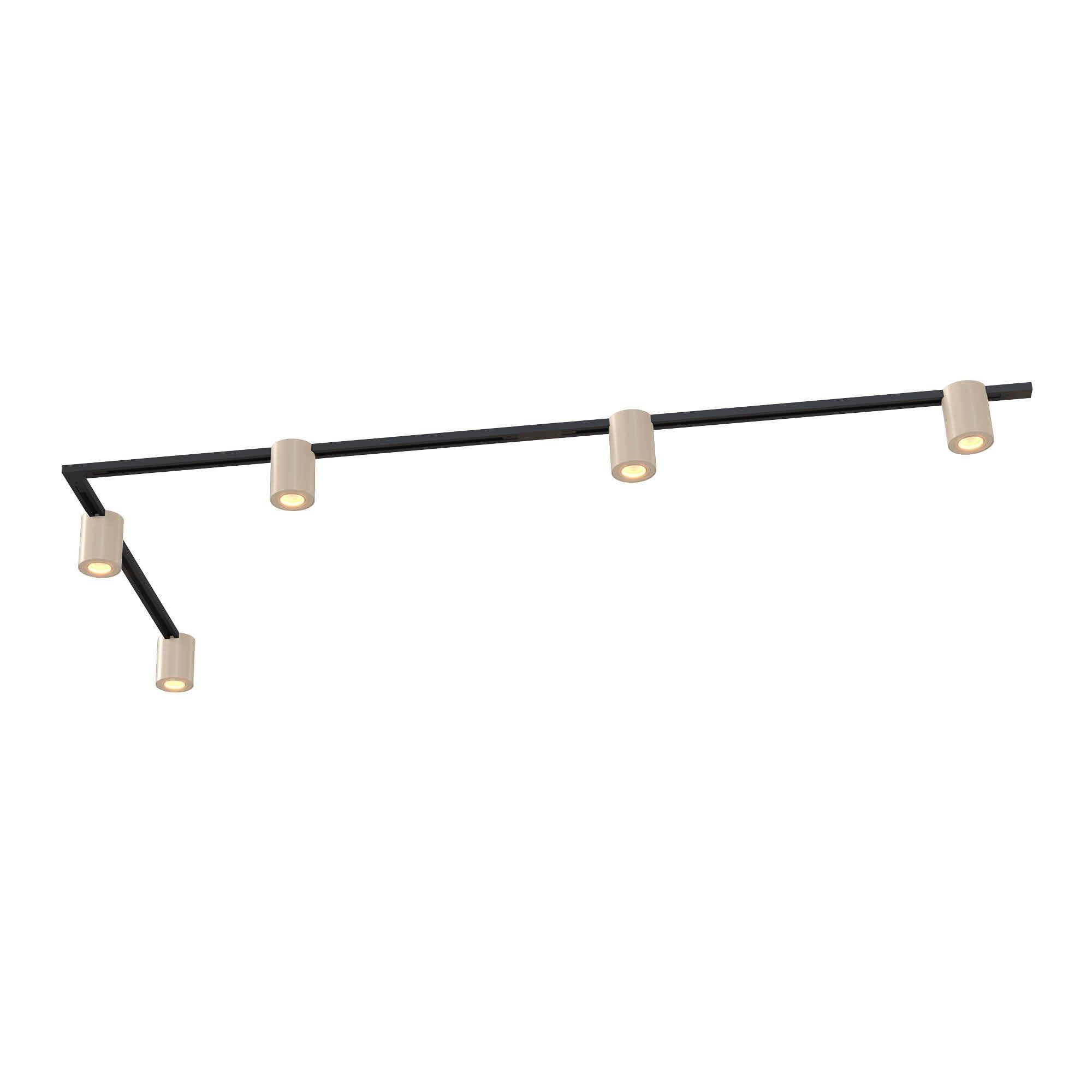 Ledvion Sistema de rieles iluminacion 3m Monofasico Beige 5 focos sin GU10