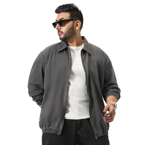 Image of Urbano Plus Men's Relaxed Fit Full Sleeve Harrington Denim Jacket
