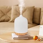 Dreamhigh® Diffusore di Oli Essenziali 250ML, Ceramica Ultrasuoni Diffusore Profumo Ambiente, 7 Diverse Luci Mutevoli/Spegnimento Automatico, Umidificatore Ambiente -per Spa,Yoga,Camera da Letto
