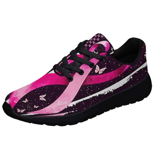 Sonzj-II Breast Cancer Awareness Sneakers Women Mesh Breathable Tennis Walking Running Shoes2